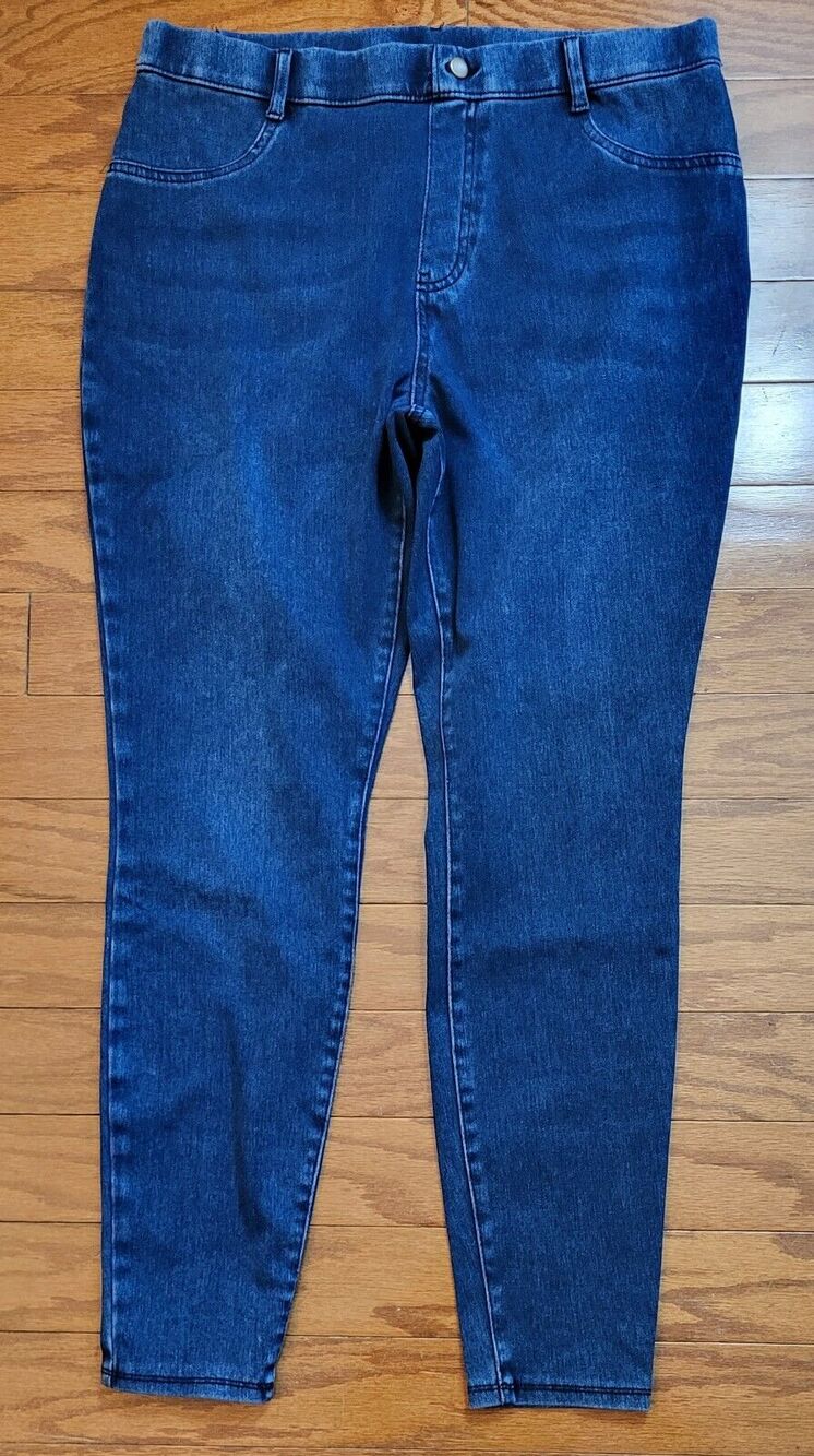 Women Within Pull-On Medium Blue Jeans Size XL (16-18) High-Rise Skinny